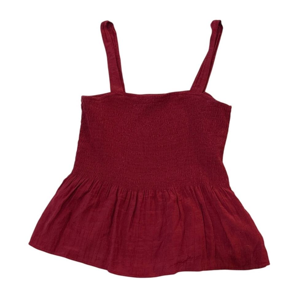 Nanette Lepore Smocked Peplum Tank Top Red Size M